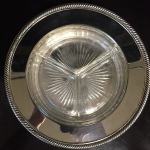 VTG Wm Rodgers silverplate glass relish tray